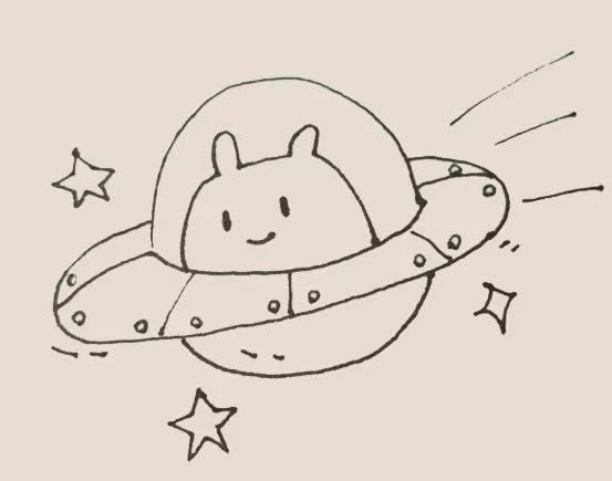 卡通的UFO外星人簡筆畫