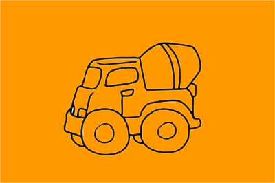 分享幾幅攪拌車簡筆畫