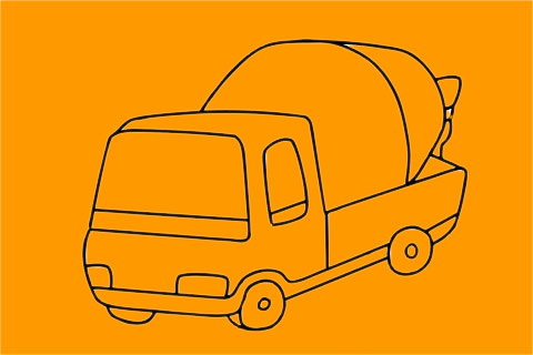 分享幾幅攪拌車簡筆畫