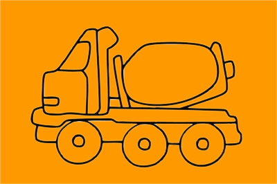 分享幾幅攪拌車簡筆畫