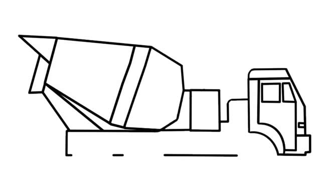 混凝土攪拌車(chē)簡(jiǎn)筆畫(huà)步驟