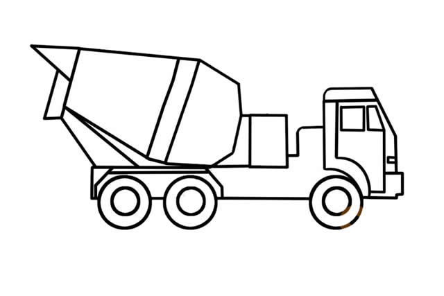 混凝土攪拌車(chē)簡(jiǎn)筆畫(huà)步驟