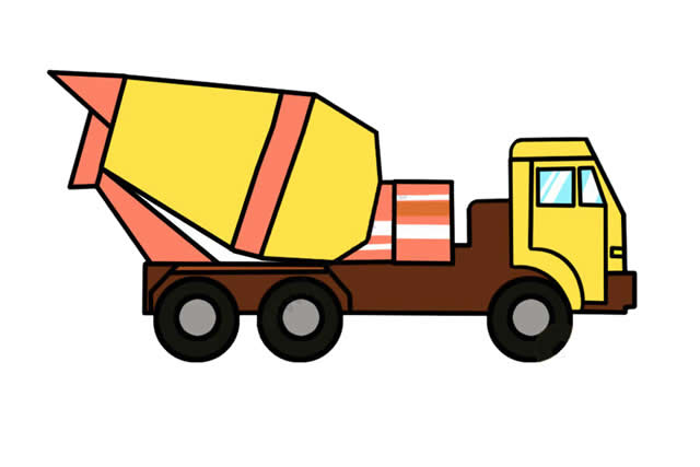 混凝土攪拌車(chē)簡(jiǎn)筆畫(huà)步驟