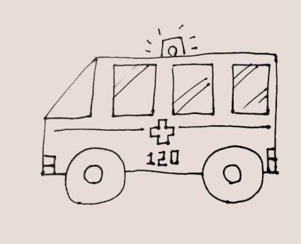 飛馳中的救護車簡筆畫