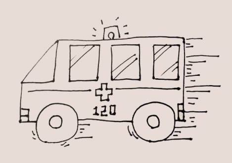 飛馳中的救護車簡筆畫
