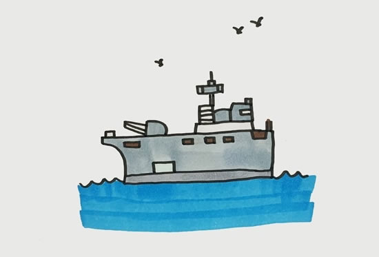 漂亮的軍艦簡筆畫步驟