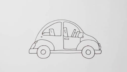 涂色的小汽車簡筆畫
