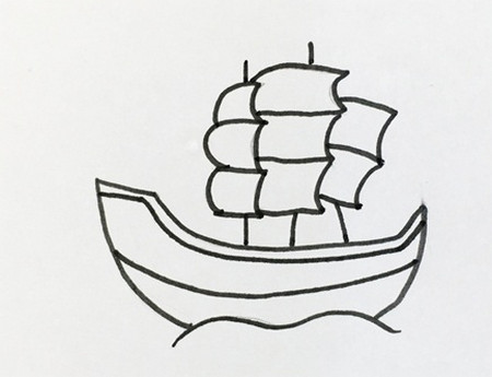 揚帆起航的帆船簡筆畫