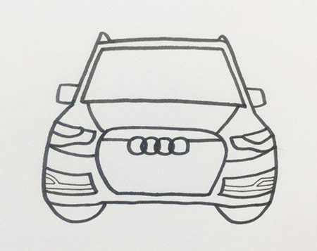 奧迪汽車簡筆畫詳細步驟