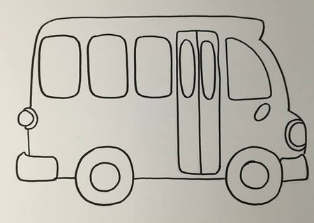 校車(chē)巴士簡(jiǎn)筆畫(huà)步驟圖解 彩色畫(huà)法
