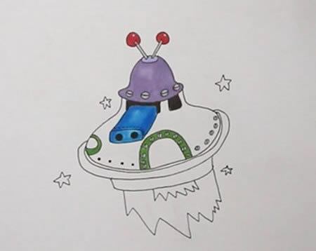 宇宙飛船簡筆畫帶顏色三年級