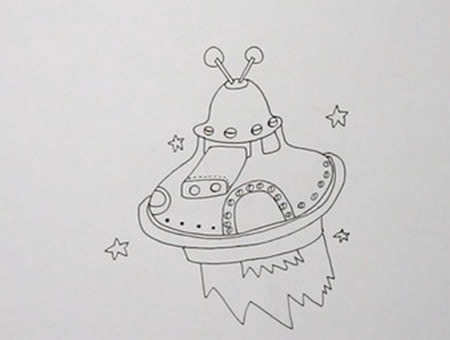 宇宙飛船簡筆畫帶顏色三年級