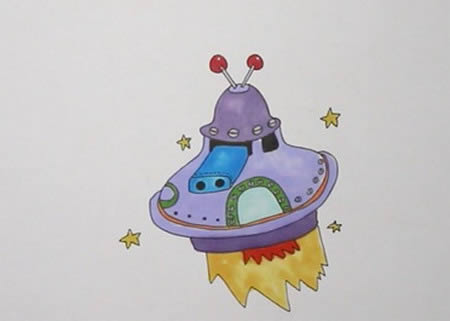 宇宙飛船簡筆畫帶顏色三年級