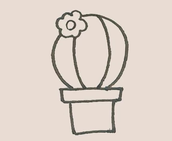 仙人球花簡筆畫步驟教程