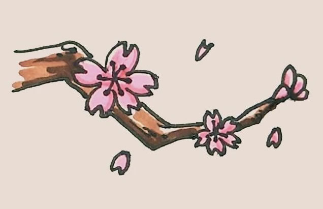 樹枝上的桃花簡筆畫教程