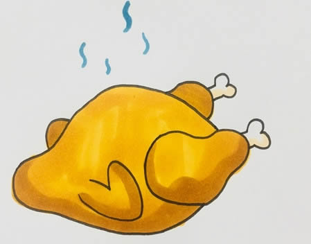 香氣撲鼻的烤雞簡(jiǎn)筆畫
