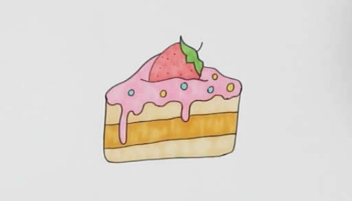 草莓蛋糕簡筆畫