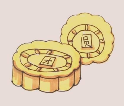 中秋美食月餅簡筆畫