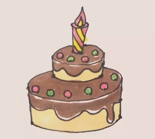 生日蛋糕簡筆畫步驟