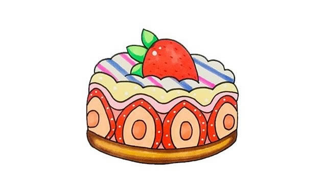 草莓生日蛋糕簡筆畫教程 草莓生日蛋糕簡筆畫教程