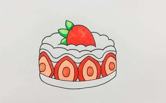 草莓生日蛋糕簡筆畫教程 草莓生日蛋糕簡筆畫教程