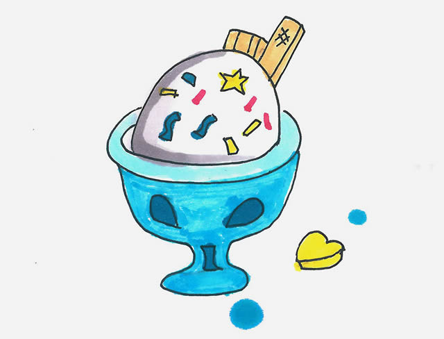 一杯冰激凌的簡筆畫