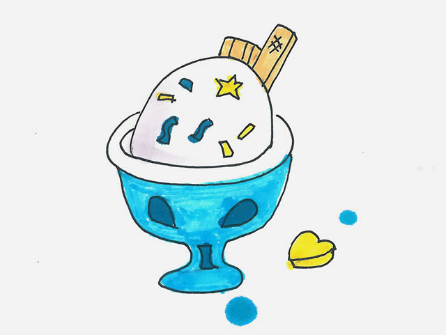 一杯冰激凌的簡筆畫
