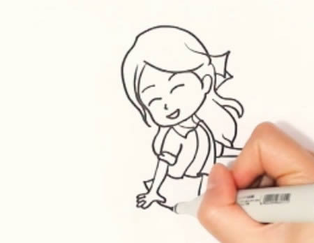 踢毽子的小女孩簡筆畫