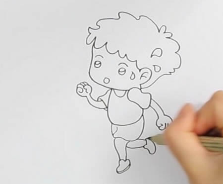 跑步的小男孩簡筆畫
