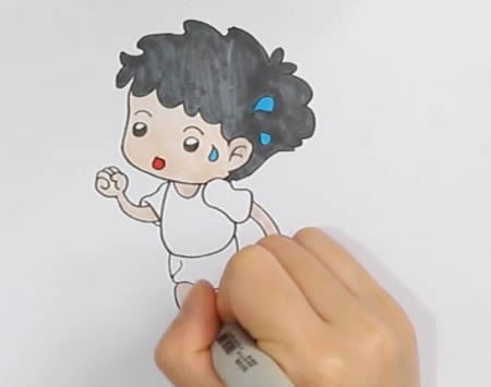 跑步的小男孩簡筆畫