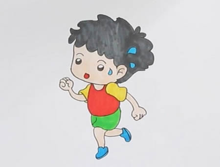 跑步的小男孩簡筆畫