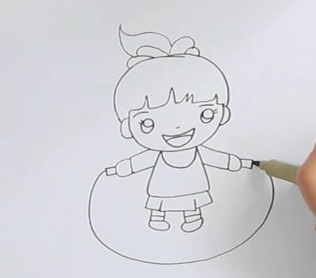 跳繩的小女孩簡筆畫