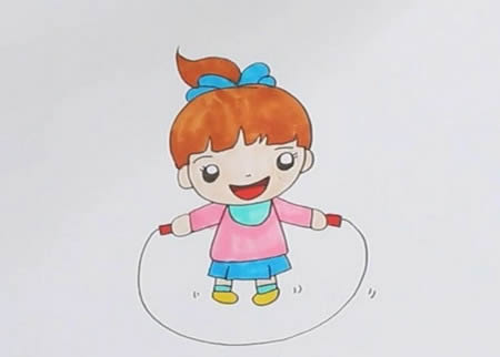 跳繩的小女孩簡筆畫