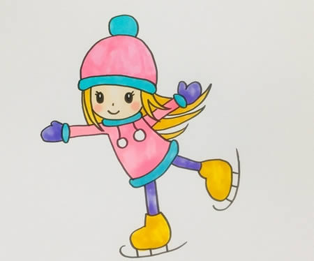滑冰的小女孩簡(jiǎn)筆畫