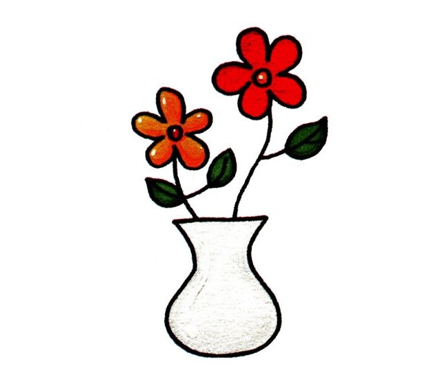 插在花瓶里的花簡筆畫
