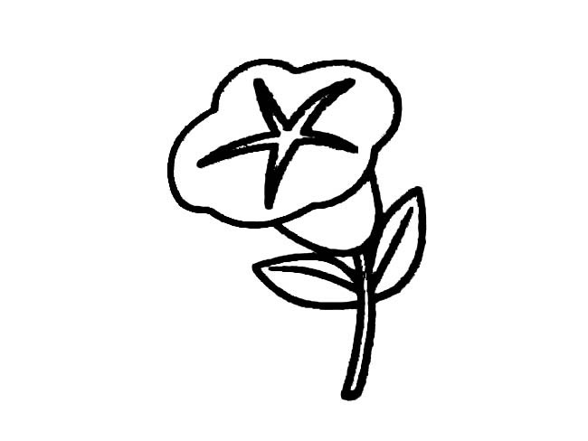 一朵小牽牛花的簡筆畫