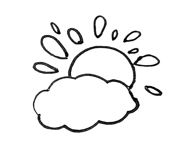 晴轉(zhuǎn)多云天氣簡筆畫