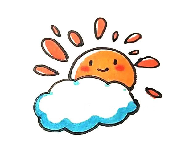 晴轉(zhuǎn)多云天氣簡筆畫