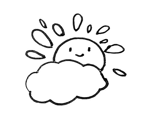 晴轉(zhuǎn)多云天氣簡筆畫