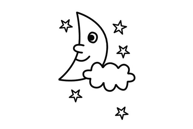 卡通星星月亮簡筆畫