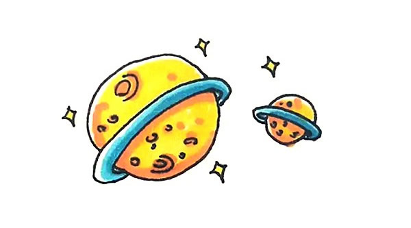 涂色的星球簡筆畫步驟