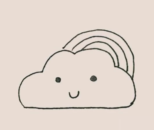 彩虹云朵簡筆畫