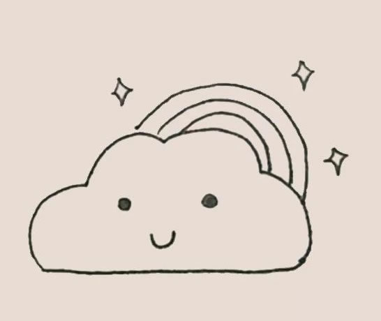 彩虹云朵簡筆畫