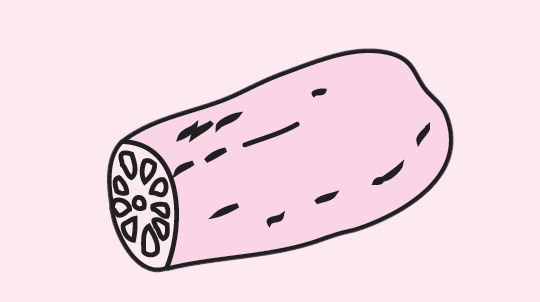 四張蓮藕簡筆畫