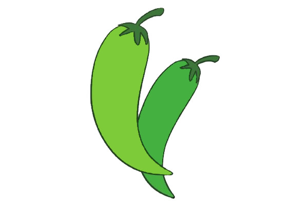 綠色的尖椒簡(jiǎn)筆畫(huà)