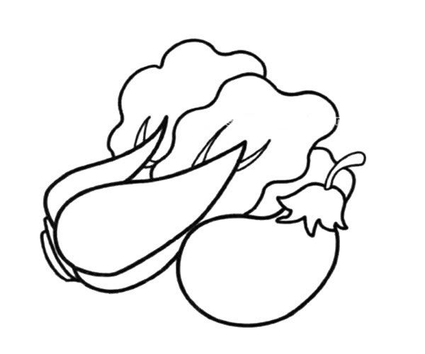 白菜和茄子簡筆畫